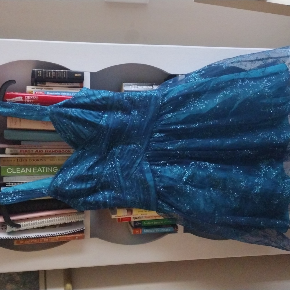 Women's Pretty blue sparkling occasion dress, lined